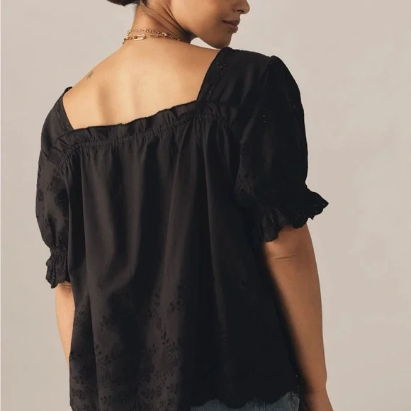 Anthropologie Puff Sleeve Eyelet Top - Picture 3 of 8